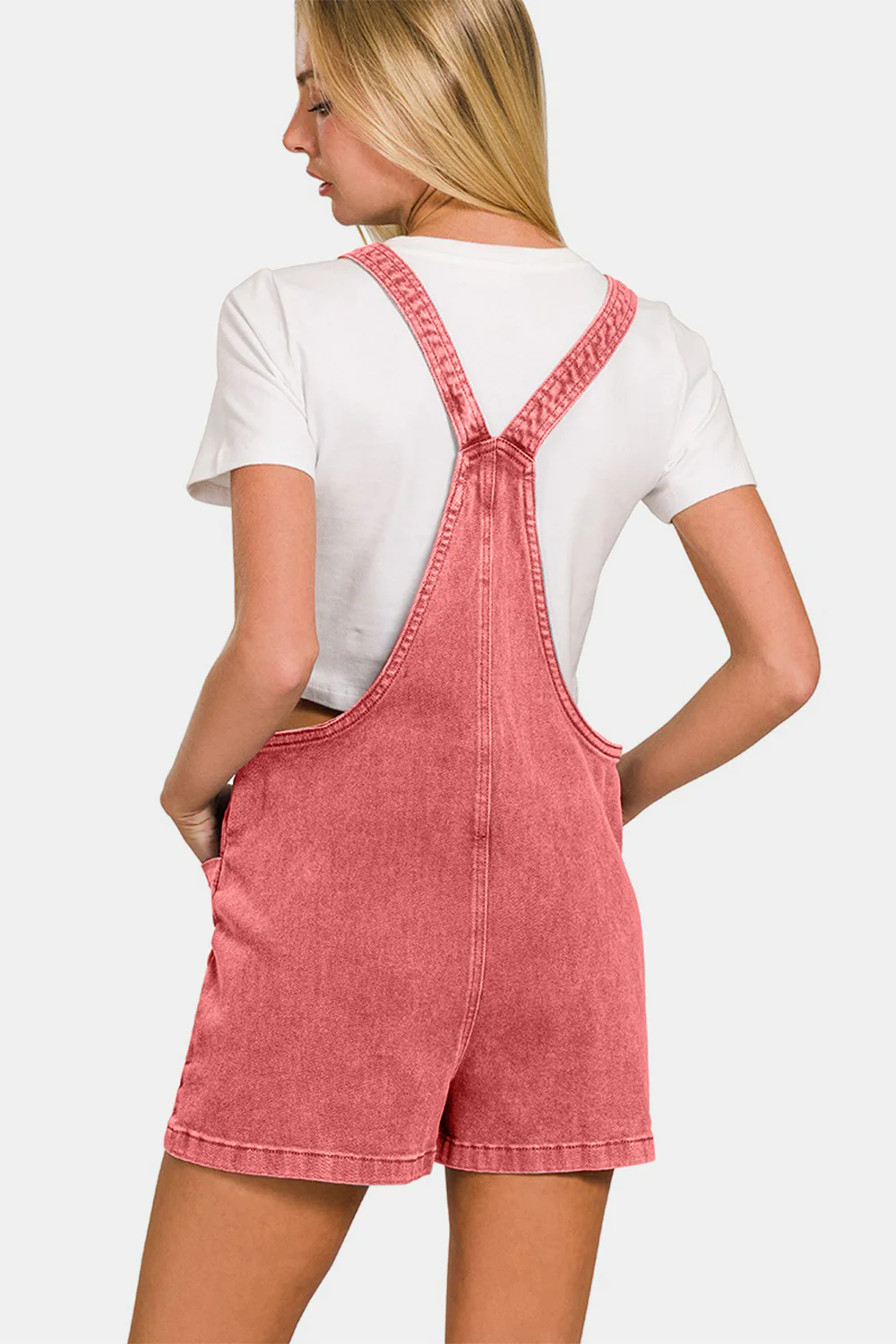 Zenana Washed Knot Strap Rompers - Image 2