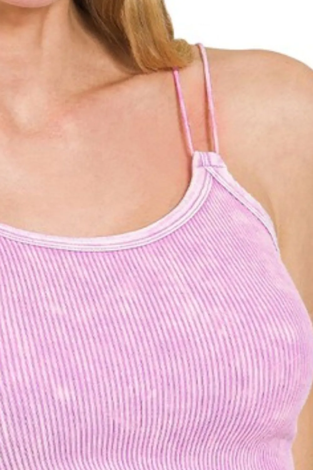 Zenana Washed Ribbed Seamless Double Strap Brami - Image 3