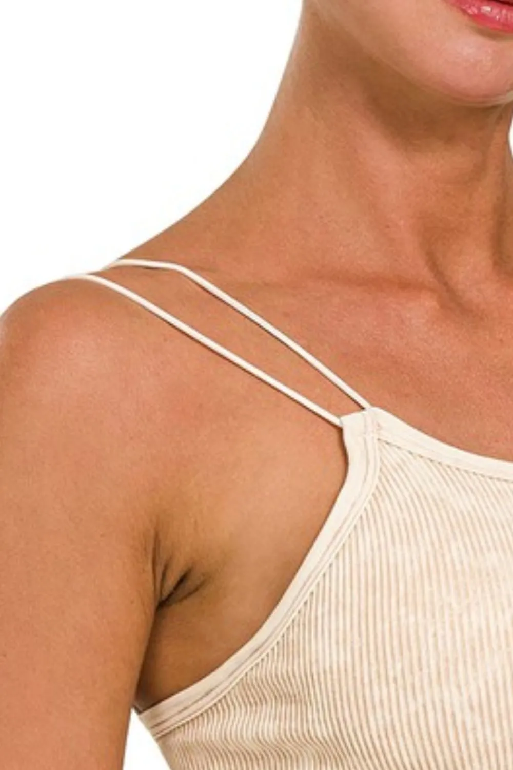 Zenana Washed Ribbed Seamless Double Strap Brami - Image 2