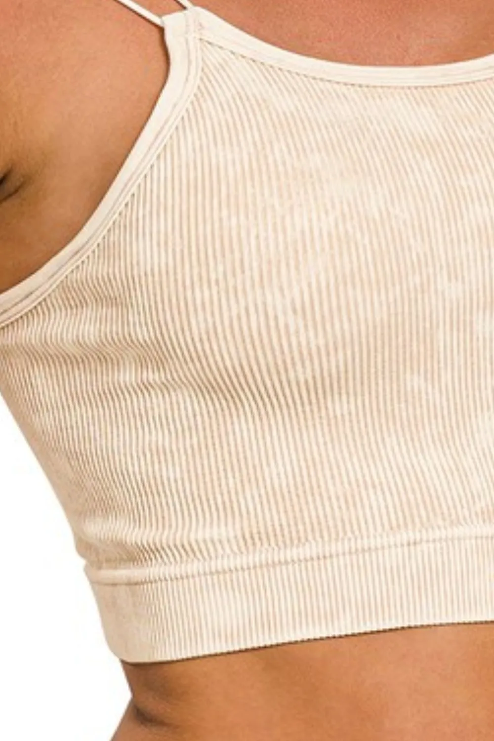 Zenana Washed Ribbed Seamless Double Strap Brami - Image 3