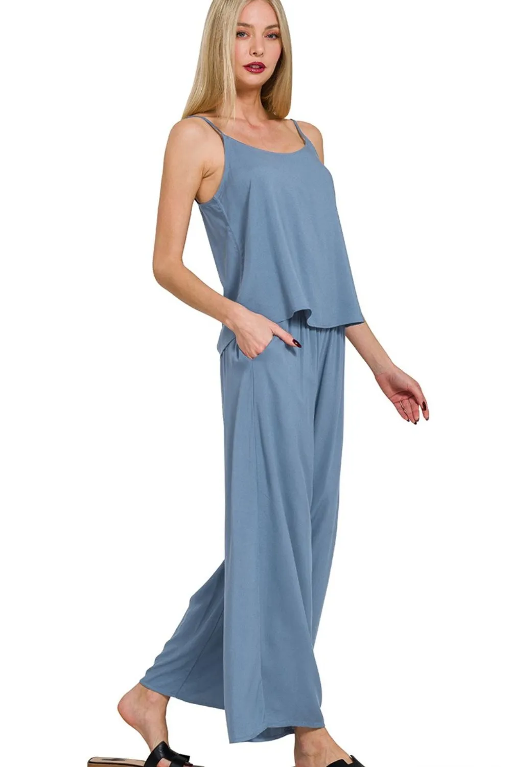 Zenana Woven Cami & Pants Set - Image 2