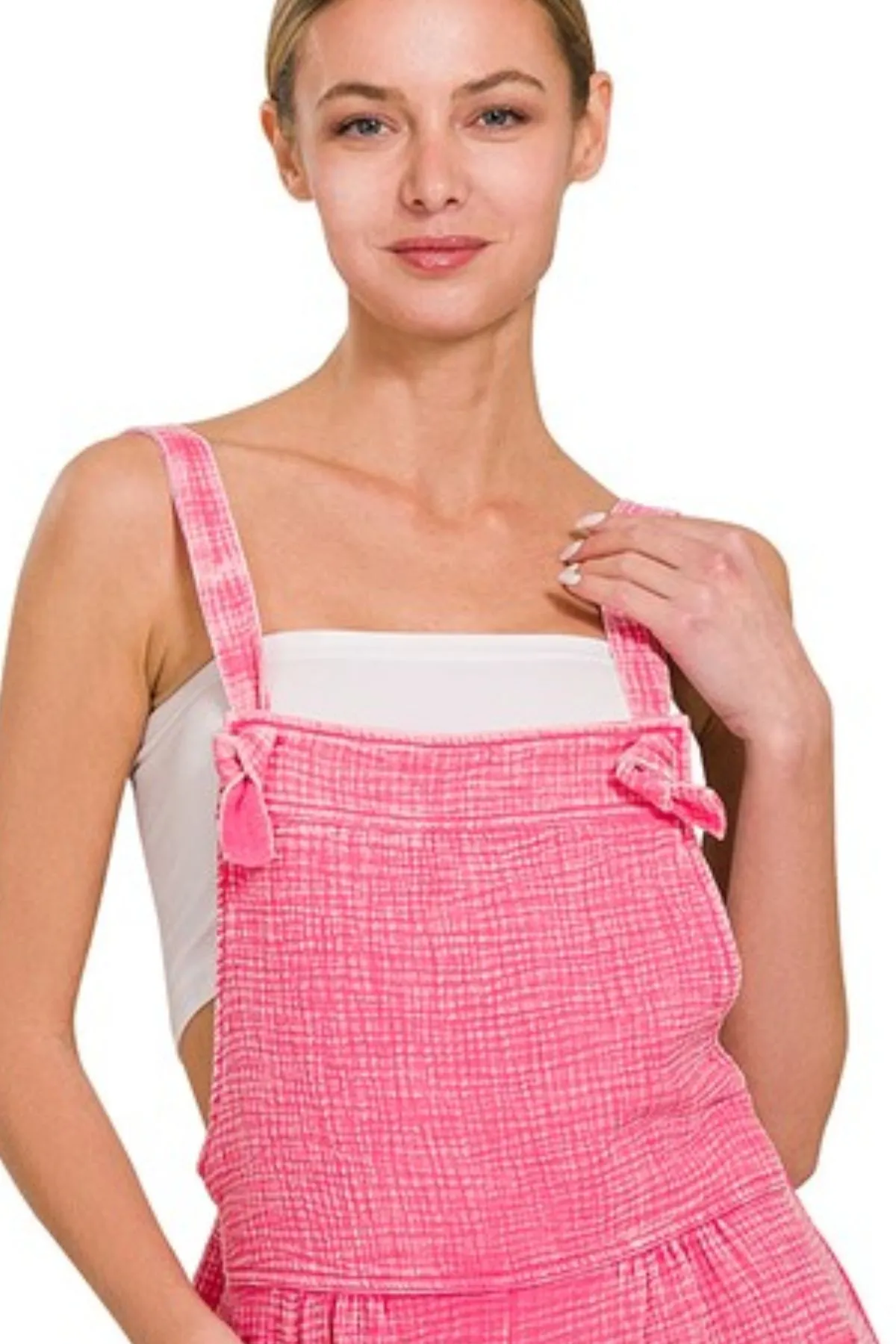 Zenana Woven Double Gauze Acid Washed Romper - Image 2