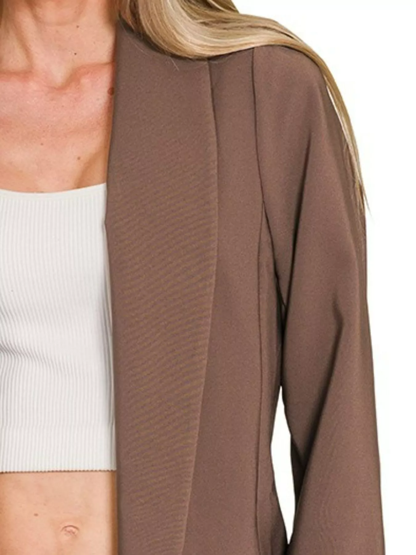 Zenana Woven Long Sleeve Blazer With Lining - Image 3