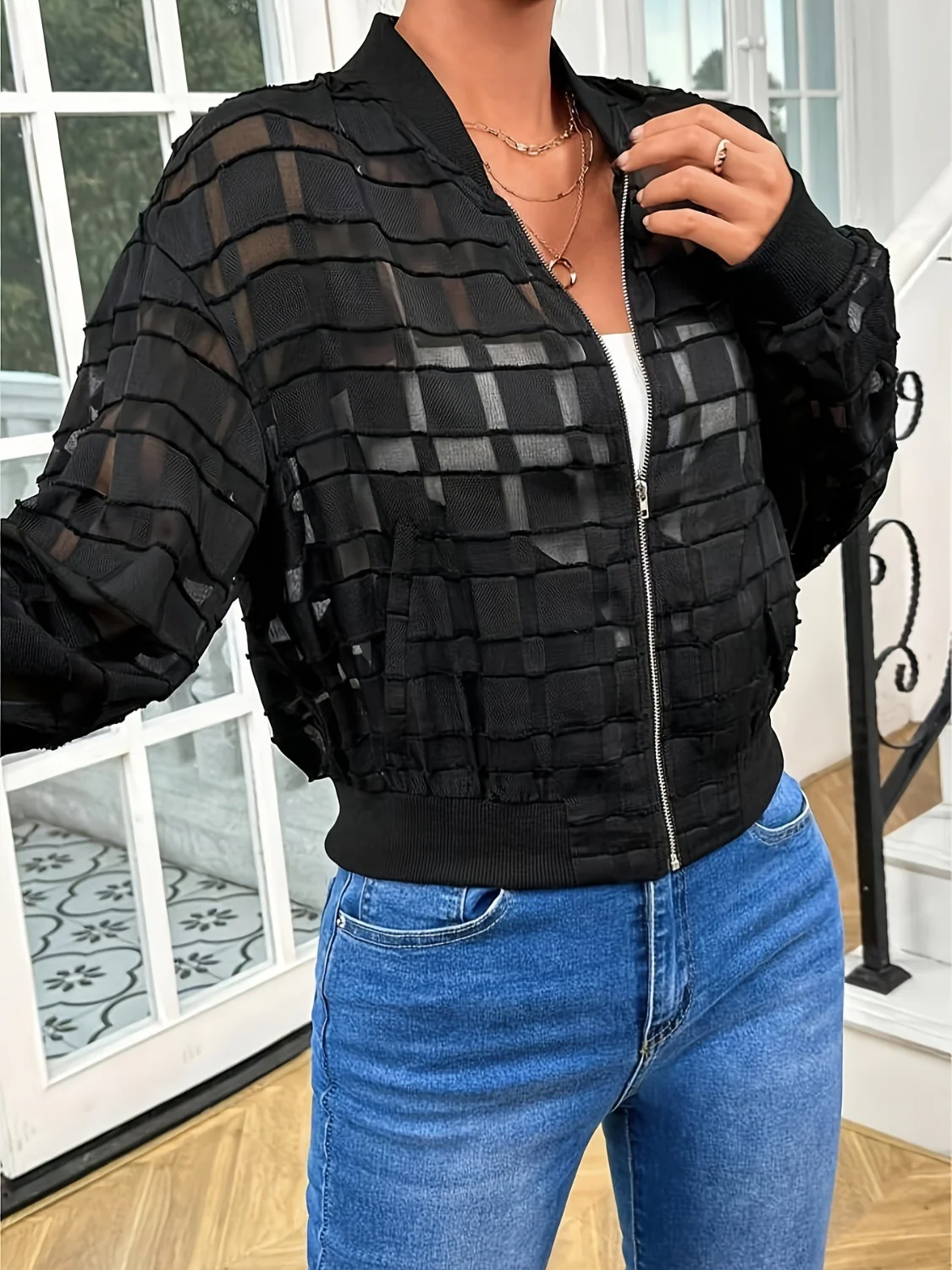 Zip Up Baseball Collar Outerwear - Image 5