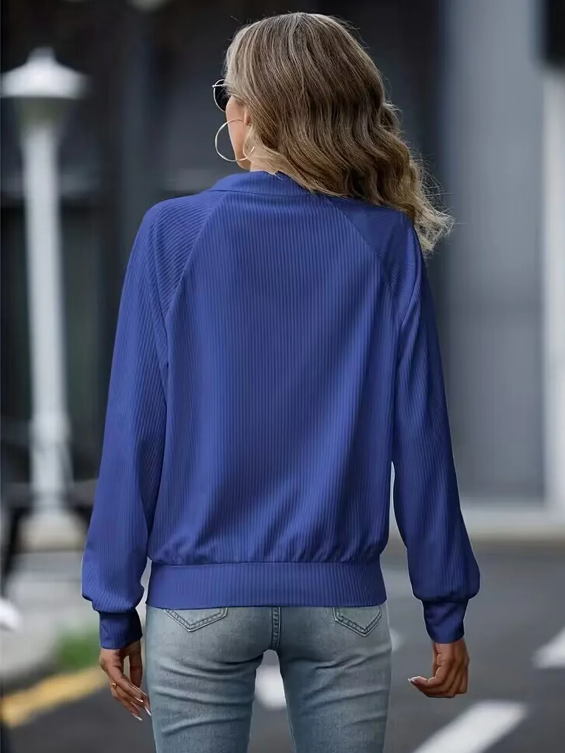 Zip Up Collared Neck Raglan Sleeve Jacket - Image 13