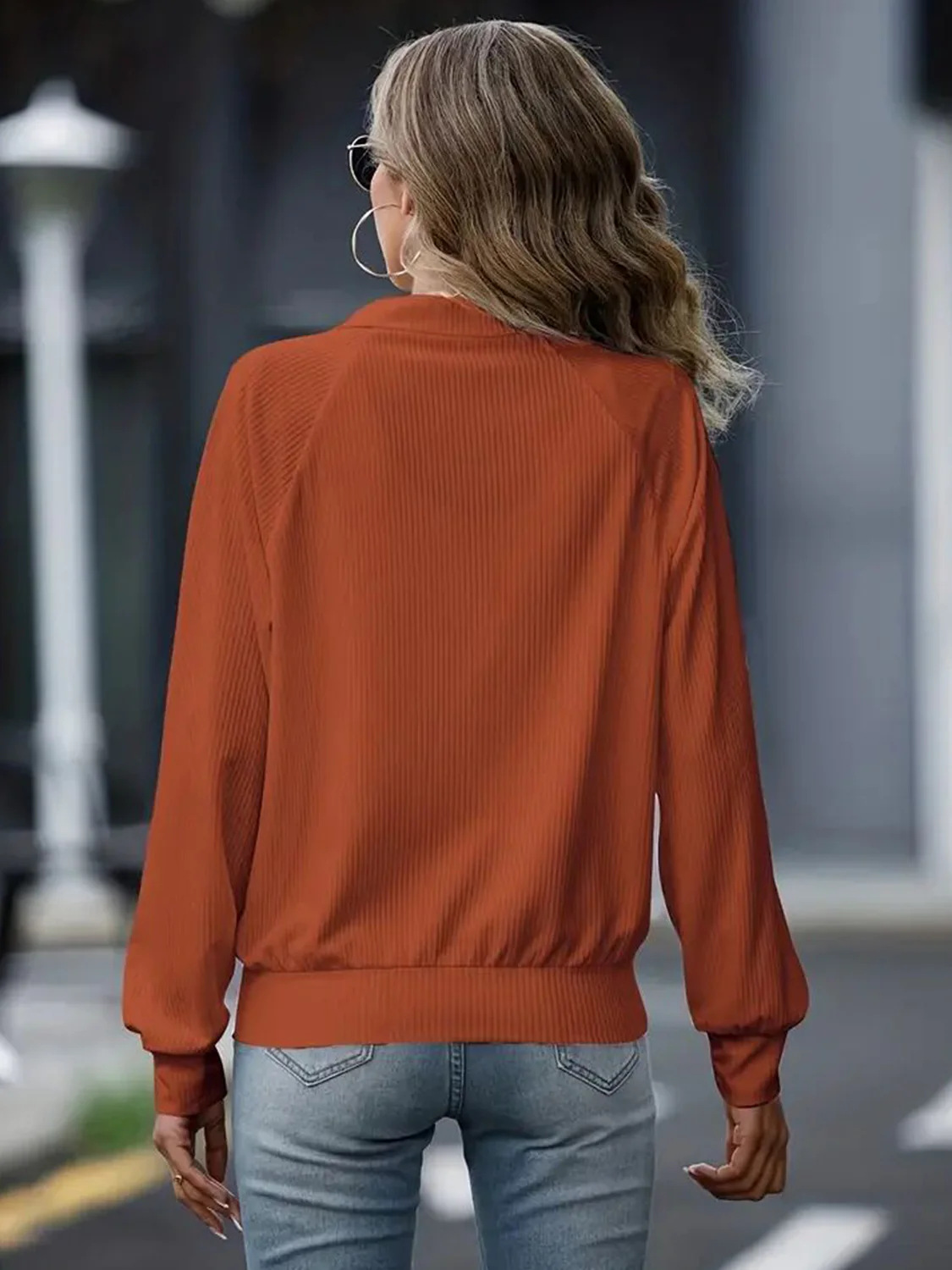 Zip Up Collared Neck Raglan Sleeve Jacket - Image 19