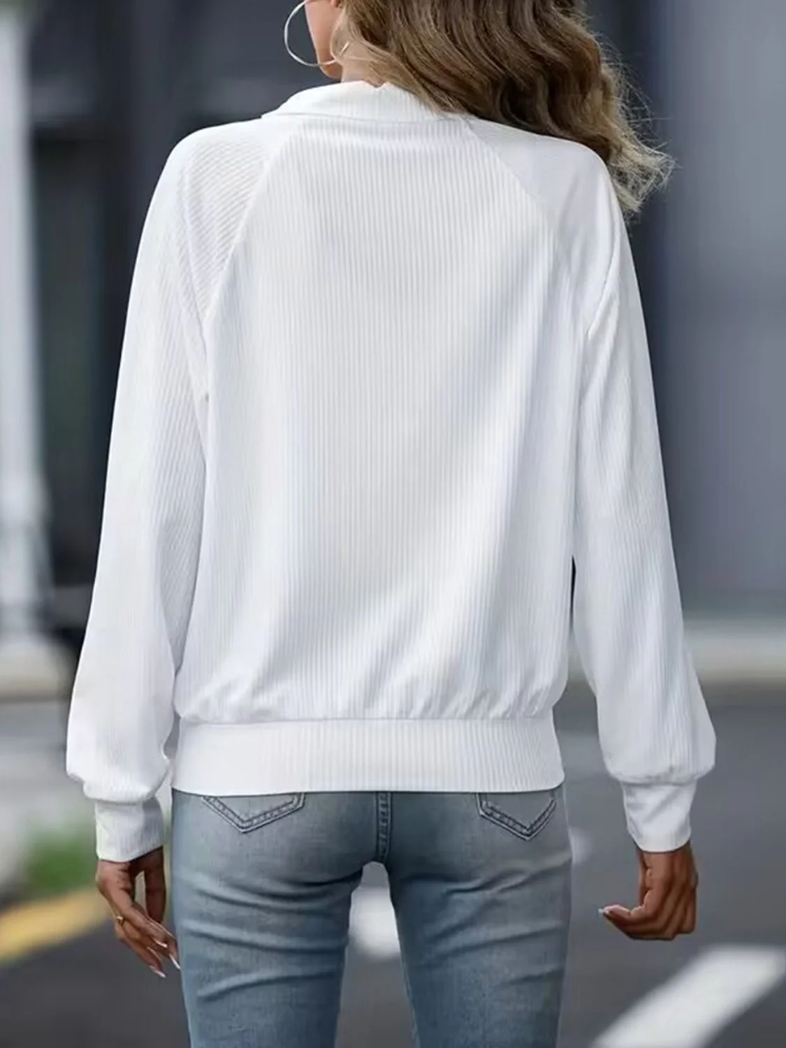Zip Up Collared Neck Raglan Sleeve Jacket - Image 2