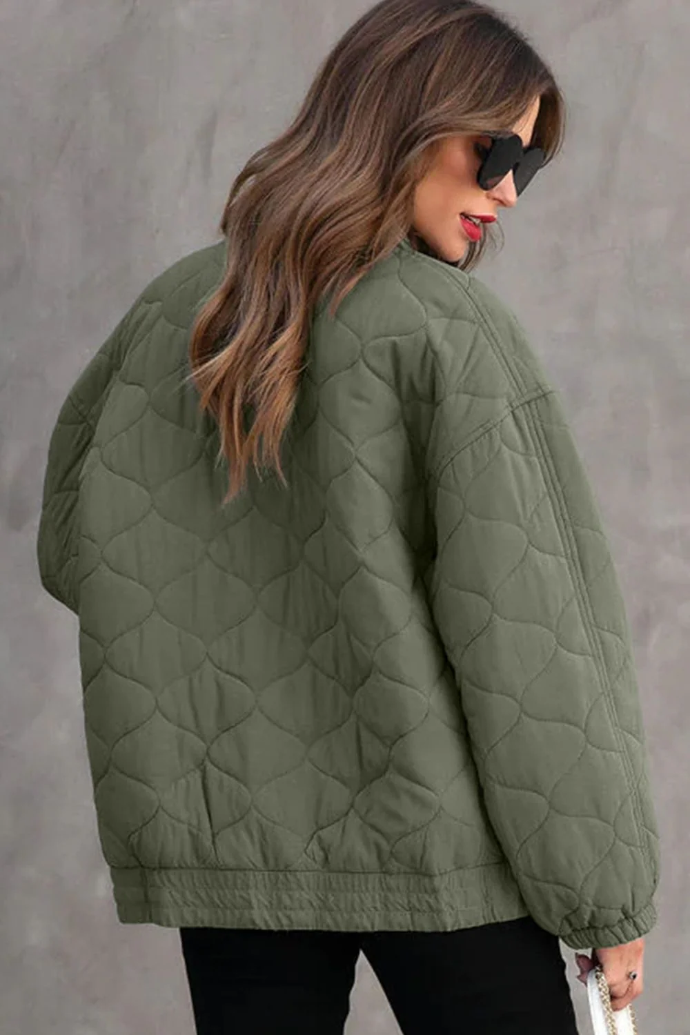 Zip Up Drop Shoulder Long Sleeve Puffer Jacket - Image 4