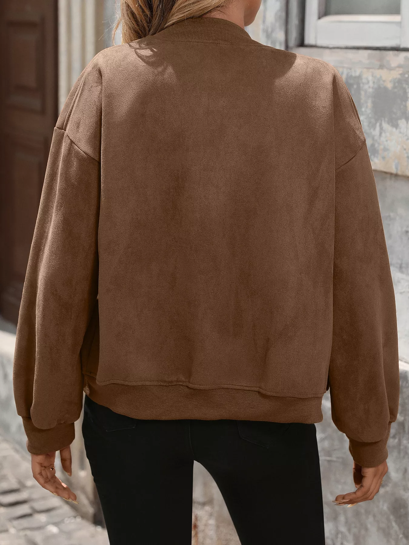 Zip Up Dropped Shoulder Jacket - Image 6