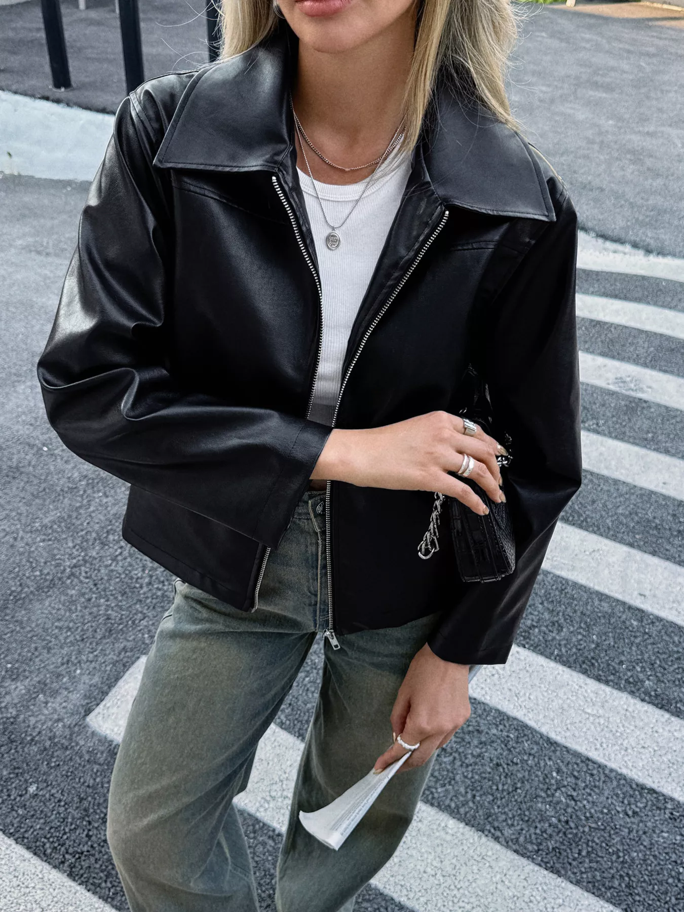 Zip Up Leather Jacket - Image 2