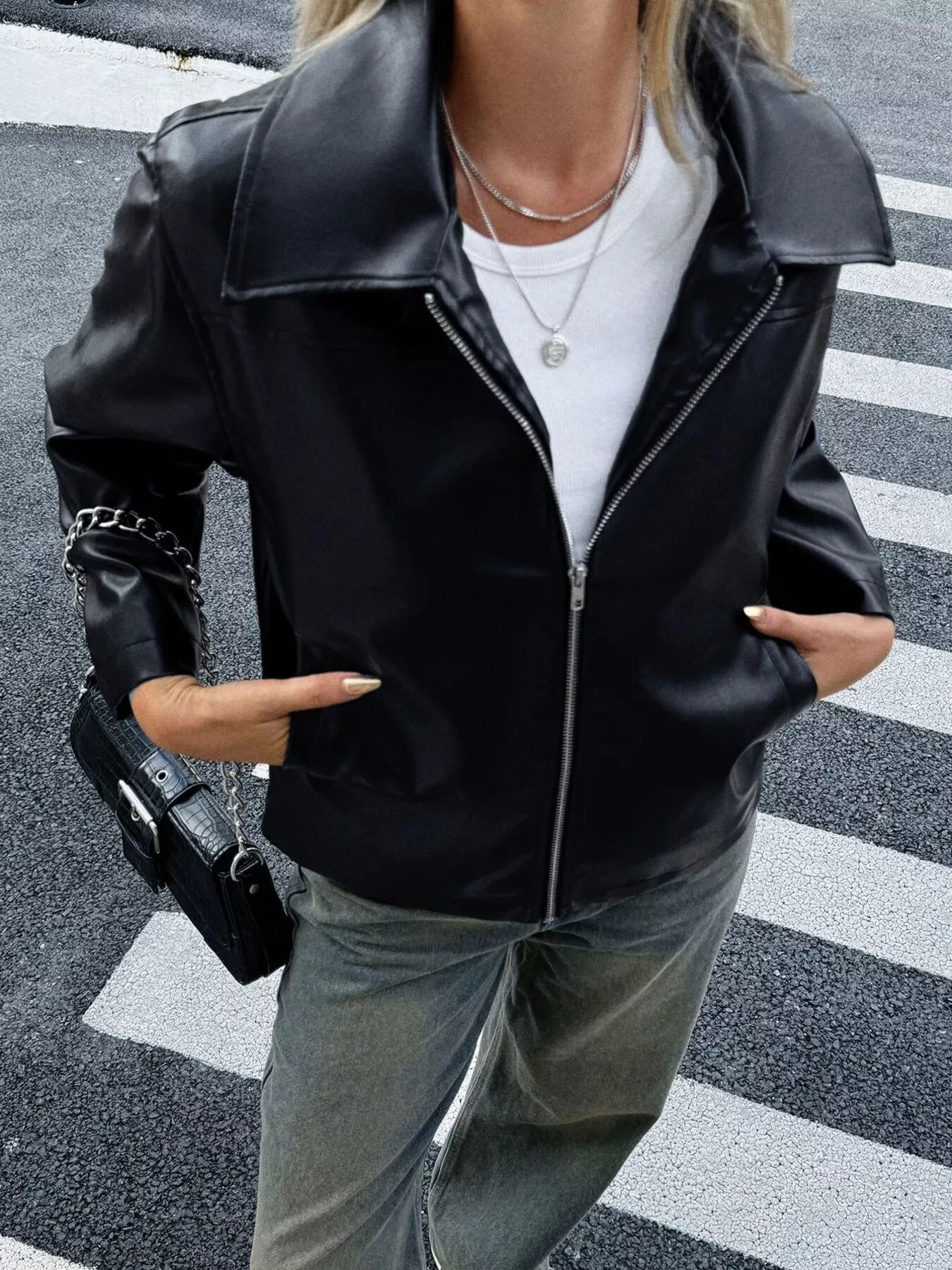 Zip Up Leather Jacket - Image 3