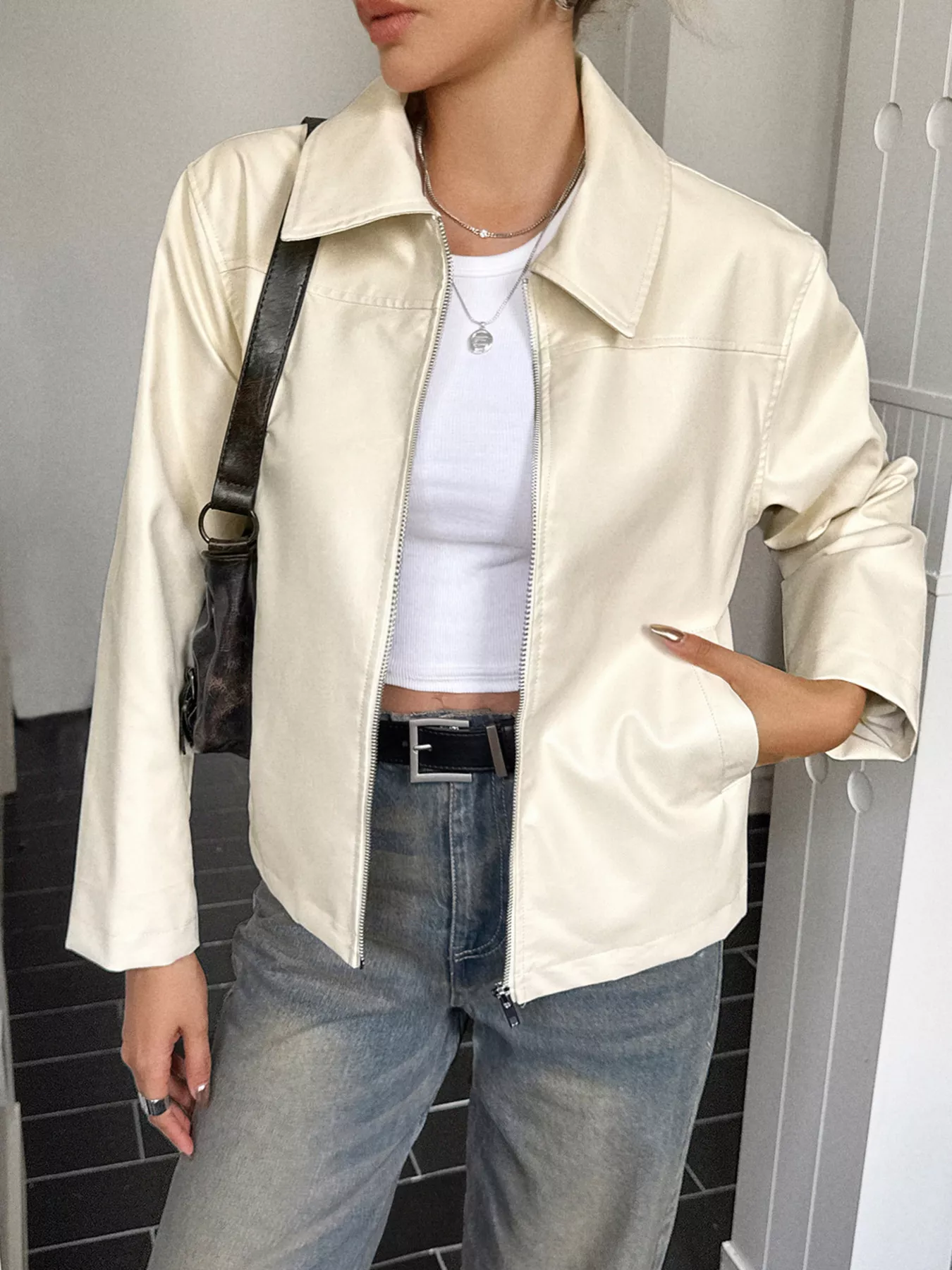 Zip Up Leather Jacket - Image 8