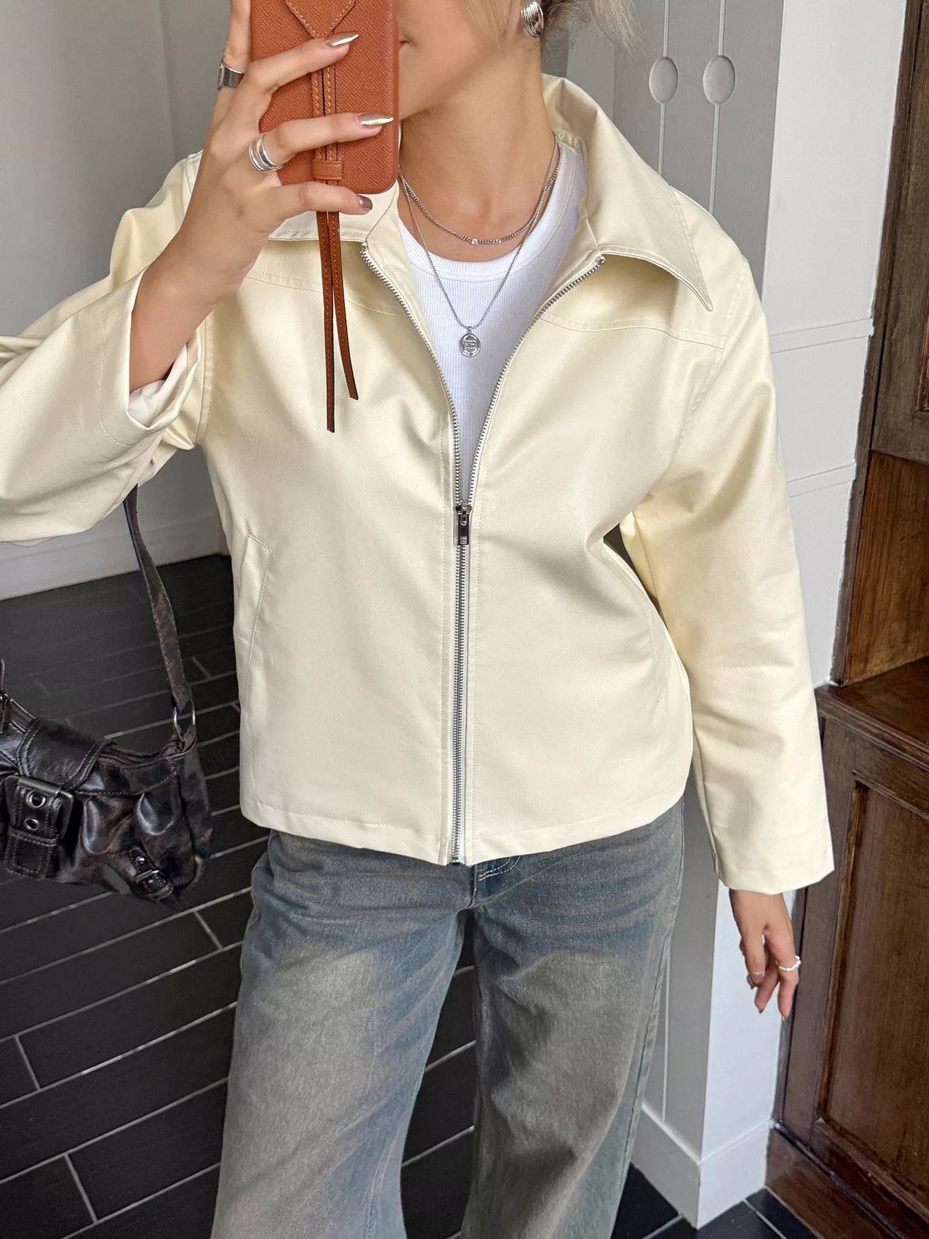 Zip Up Leather Jacket - Image 9