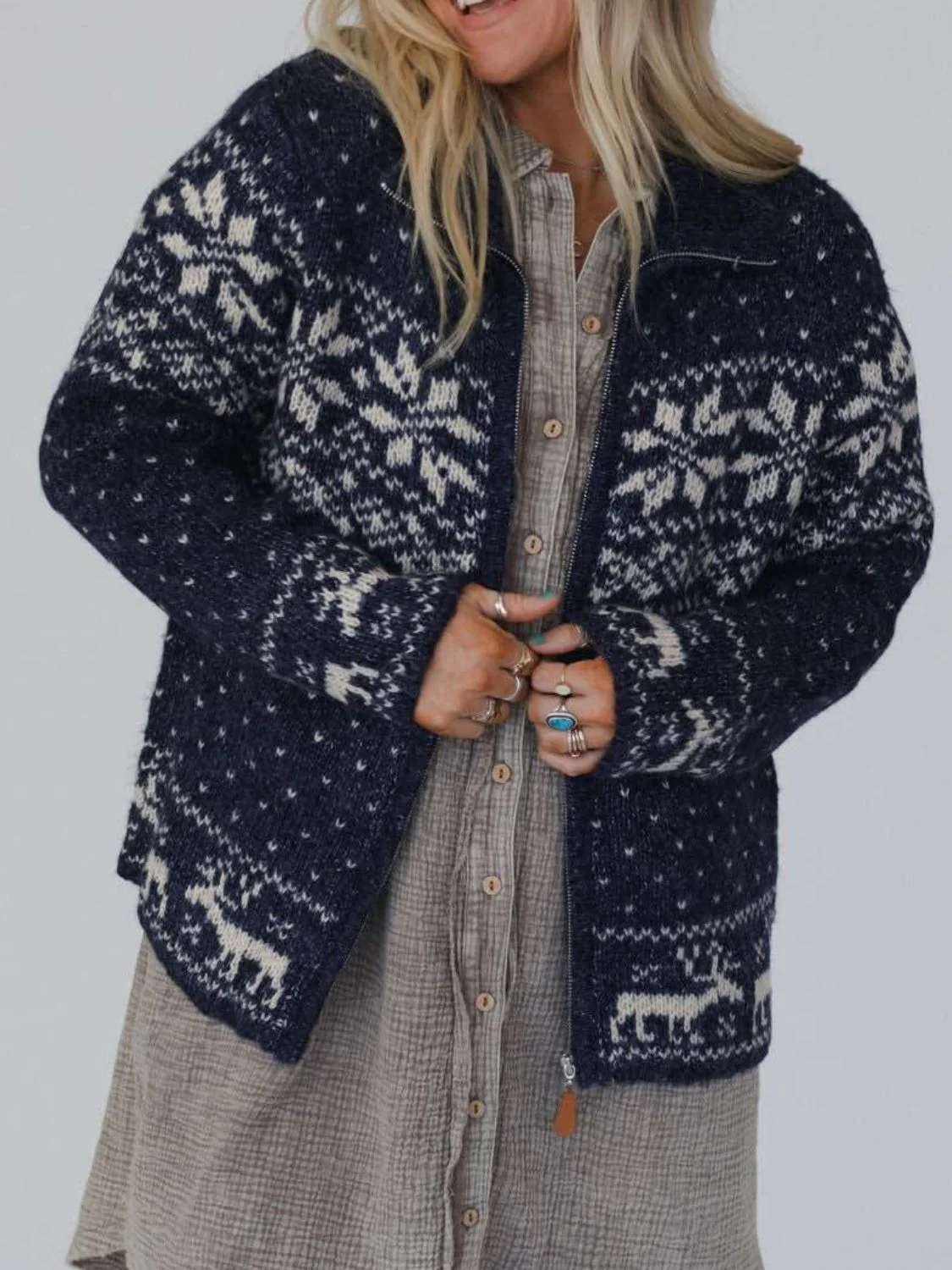 Zip Up Long Sleeve Cardigan - Image 4