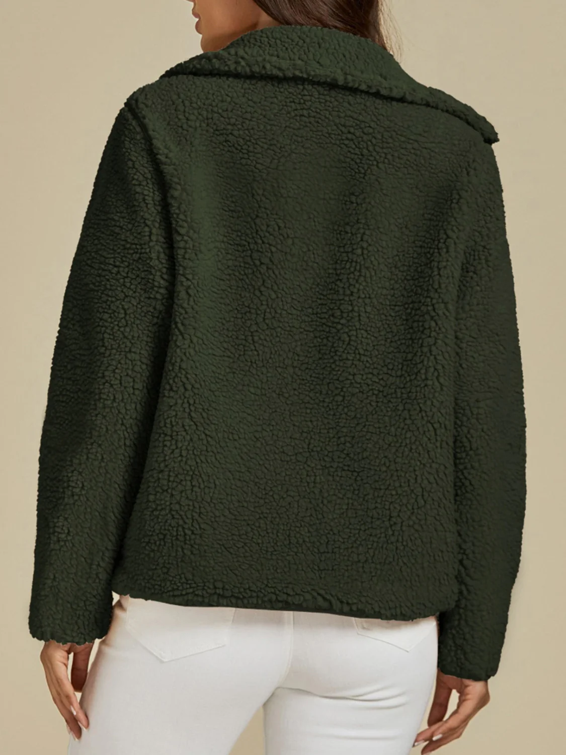 Zip Up Long Sleeve Plush Jacket - Image 10