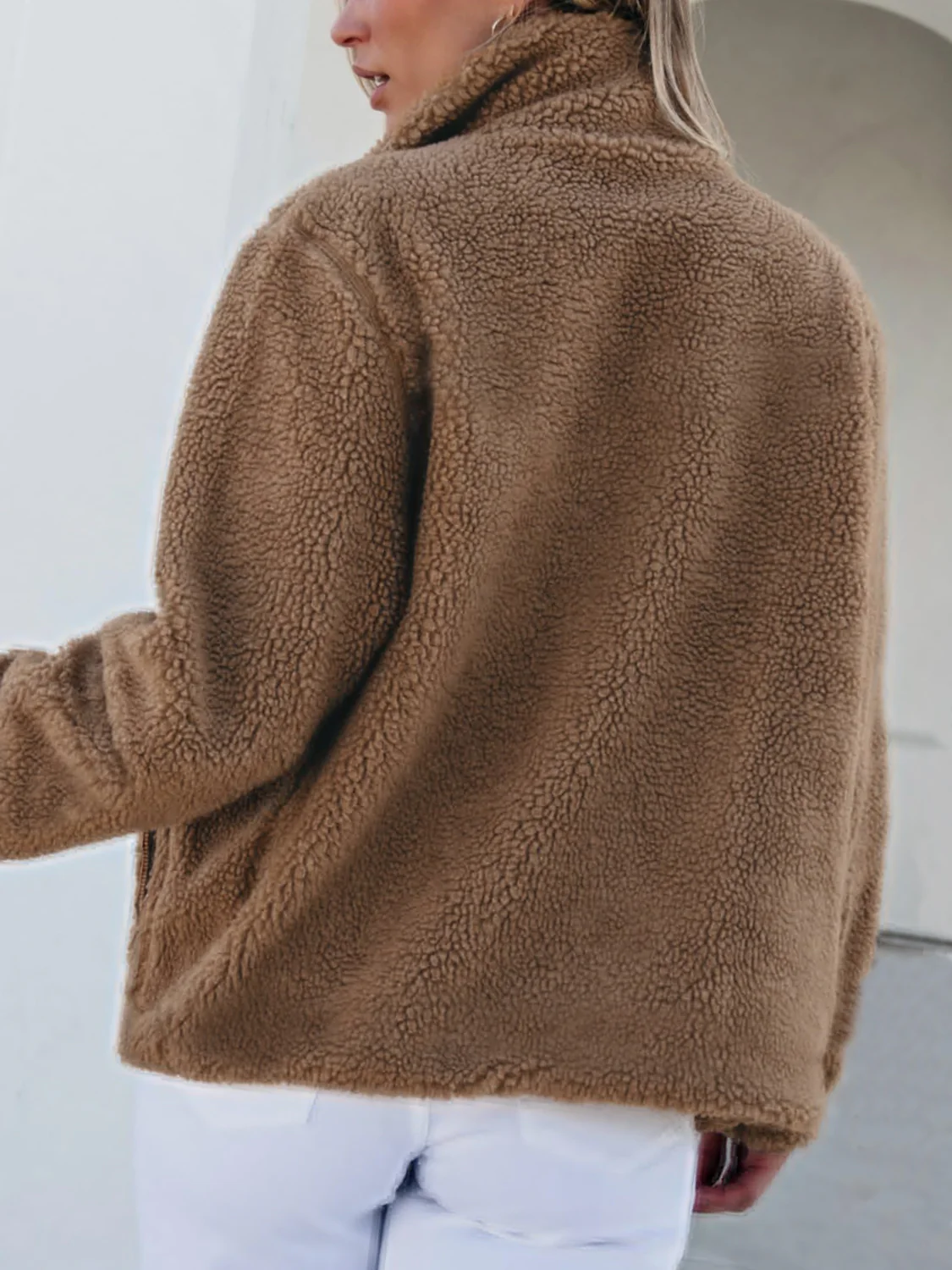 Zip Up Long Sleeve Plush Jacket - Image 2