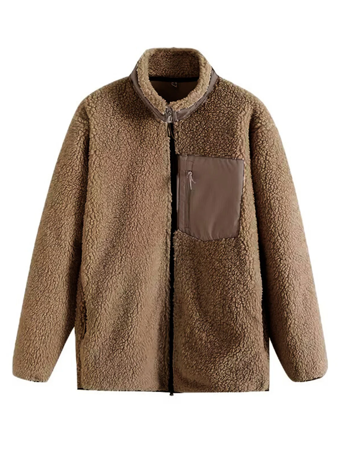 Zip Up Long Sleeve Plush Jacket - Image 4