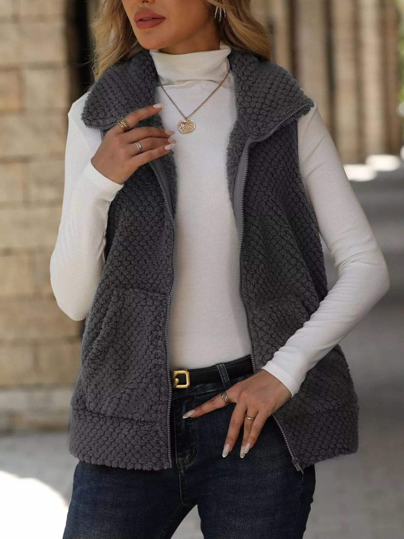 Zip-Up Vest Coat - Image 9