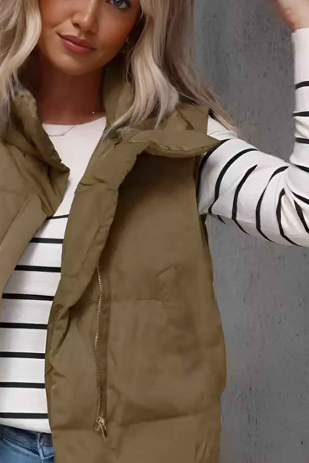 Zip Up Vest Coat with Pockets - Image 6