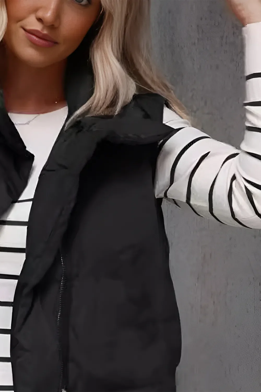 Zip Up Vest Coat with Pockets - Image 8