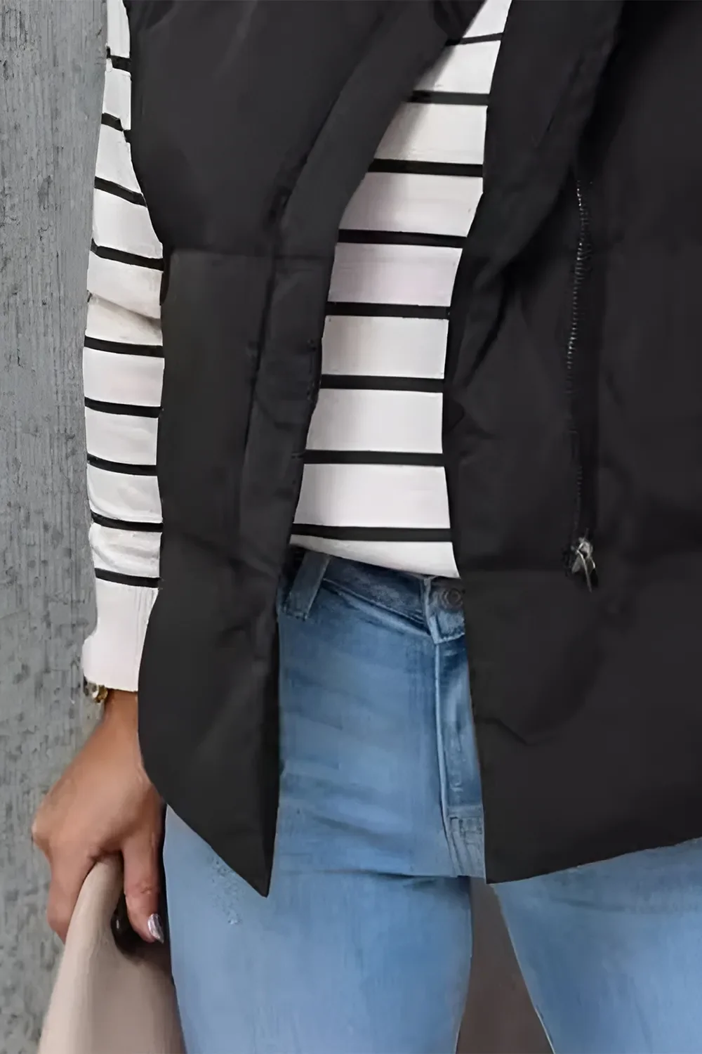 Zip Up Vest Coat with Pockets - Image 9