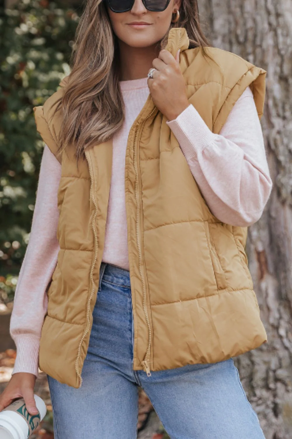 Zip Up Vest Coat with Pockets - Image 5