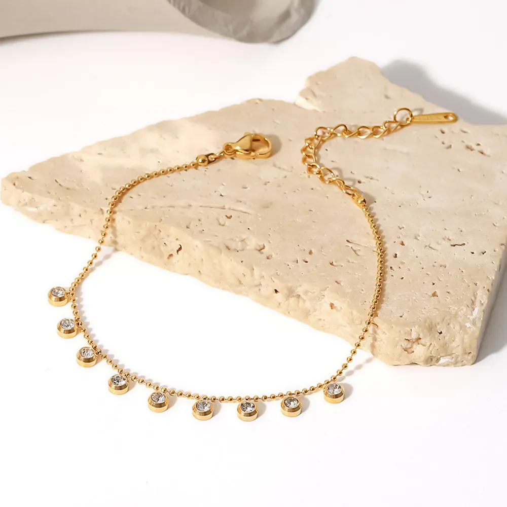 Zircon 18K Gold-Plated Stainless Steel Bracelet - Image 2